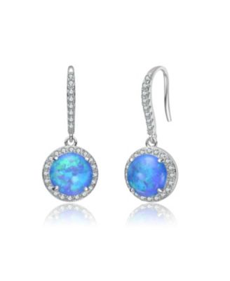 Plating with Clear Cubic Zirconia Halo Drop Hook Earrings