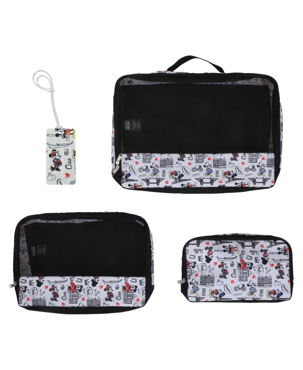 Mickey Mouse Mickey & Minnie In Paris 3-Pack Packing Cubes With Hang Tag - Multicolored