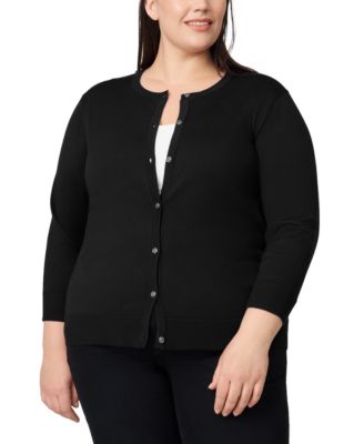 Plus Size 3/4-Sleeve Cardigan Sweater