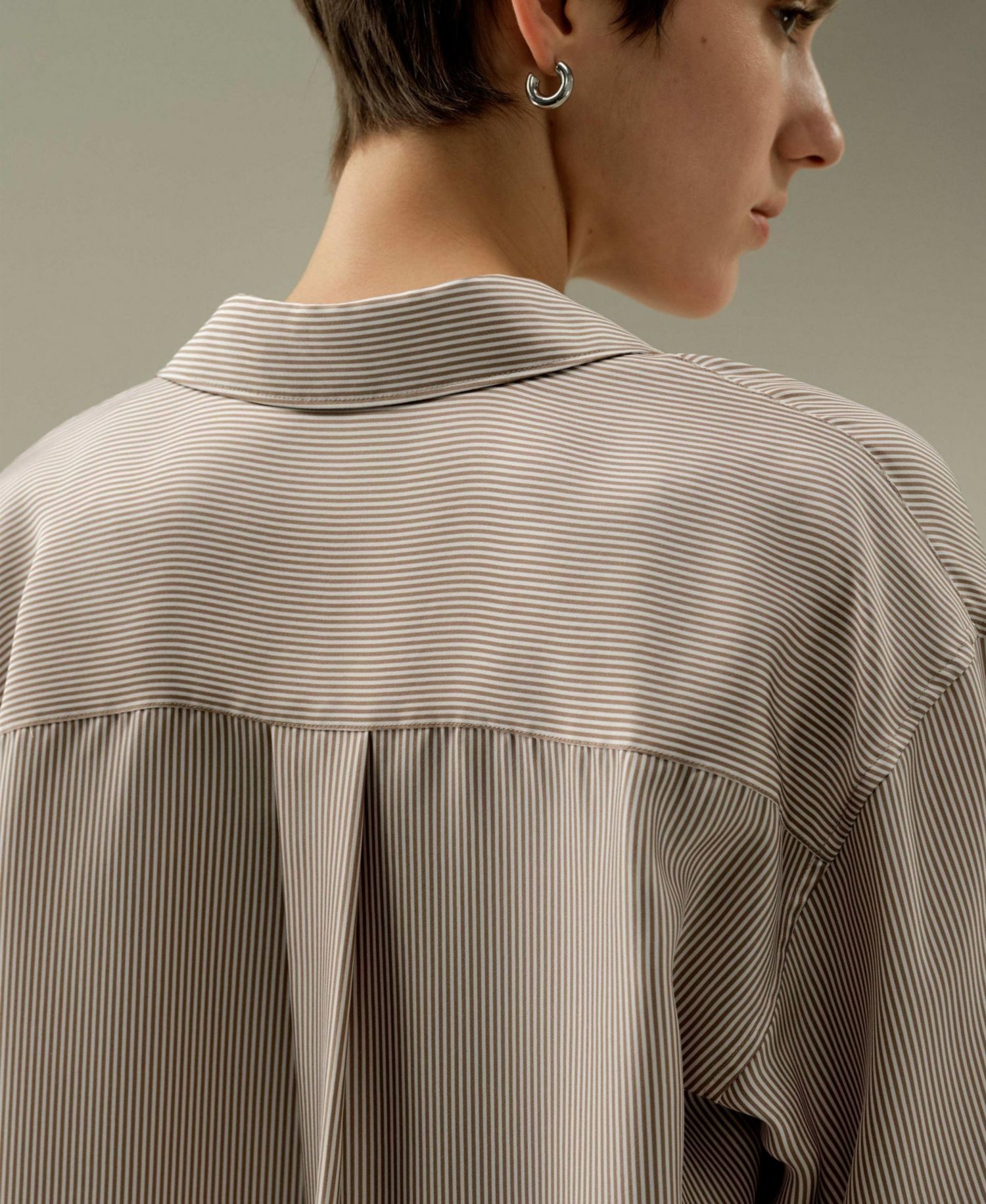 Women's Pinstriped Oversized Silk Shirt