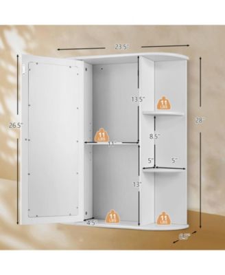 Bathroom Single Door Shelves Wall Mount Cabinet with Mirror