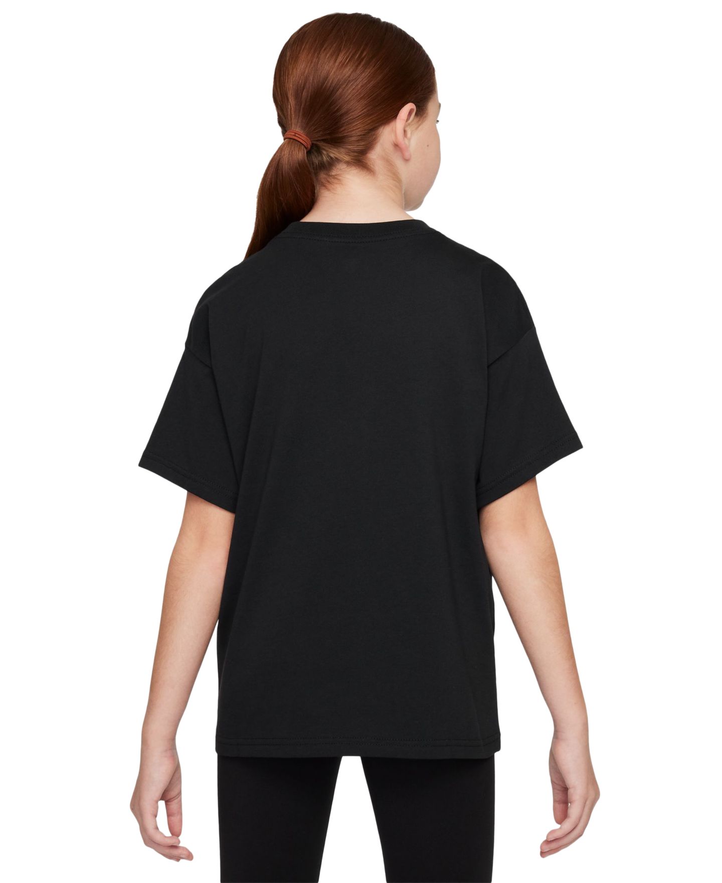 Футболка Nike Sportswear Graphic Cotton T-Shirt для девочек, цвет: Чёрный — фото 3