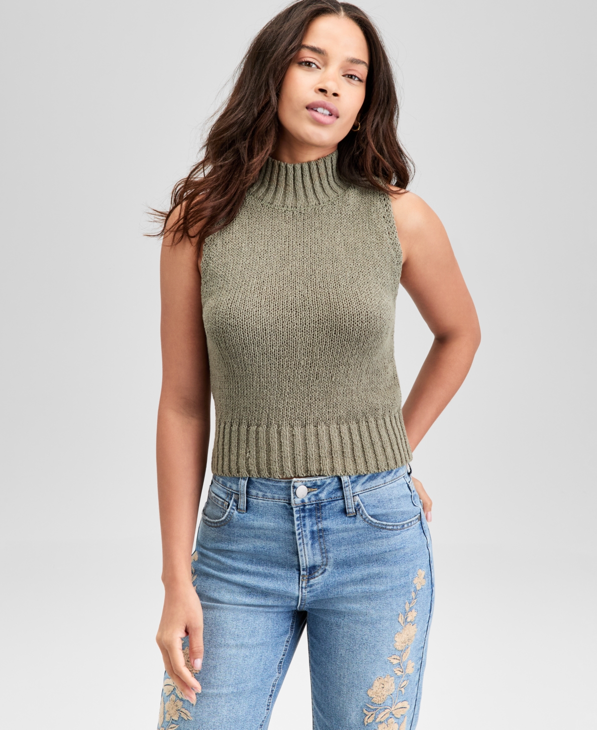And Now This Women's Mock-Neck Sleeveless Sweater Top, Exclusively at Macy's