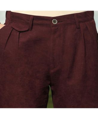 Men's Burgundy Red Velvique Tailored Trousers