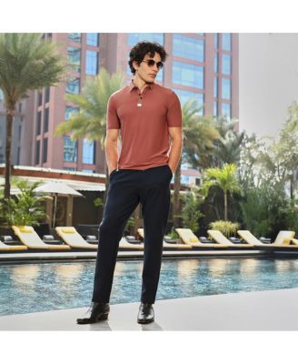 Men's Sienna Brown Seamless Solid Polo T-Shirt