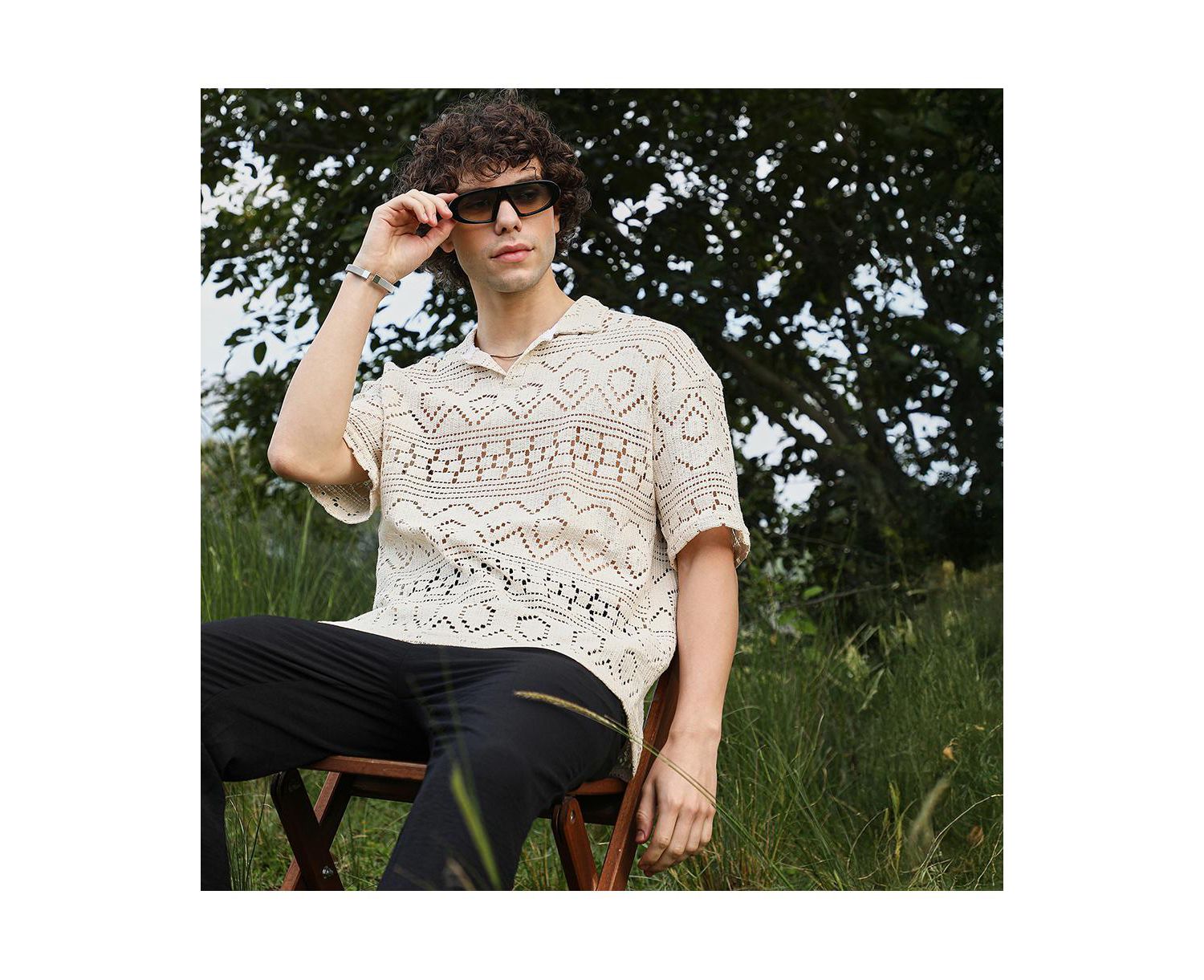 Men's Off-White Bohemian Oversized Polo T-Shirt