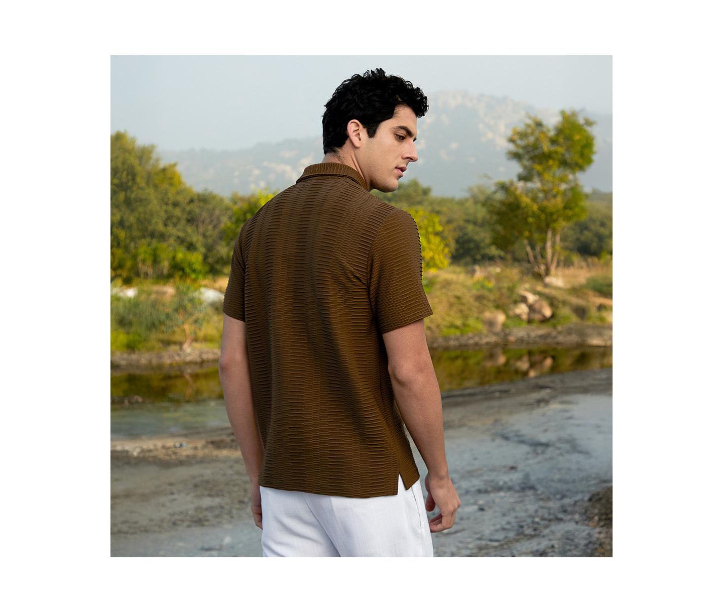 Мужская футболка Cahoot Campus Sutra Mocha Brown Flatten-Ruched Polo, цвет: Коричневый — фото 5