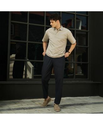 Men's Sand Beige Scratch-Tactile Polo T-Shirt