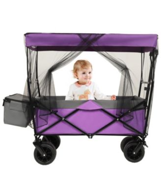 Collapsible Wagon with Canopy & All-Terrain Wheels (Purple)