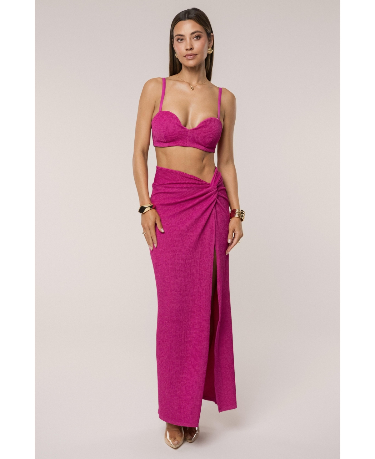 Women's Deidra Draped Skirt Set - Fuschia