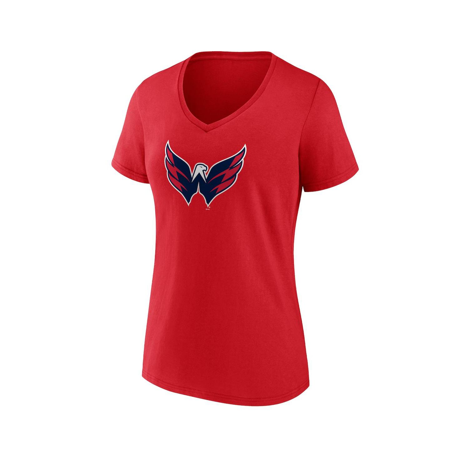 Women's Red Washington Capitals Primary Logo Team V-Neck T-Shirt