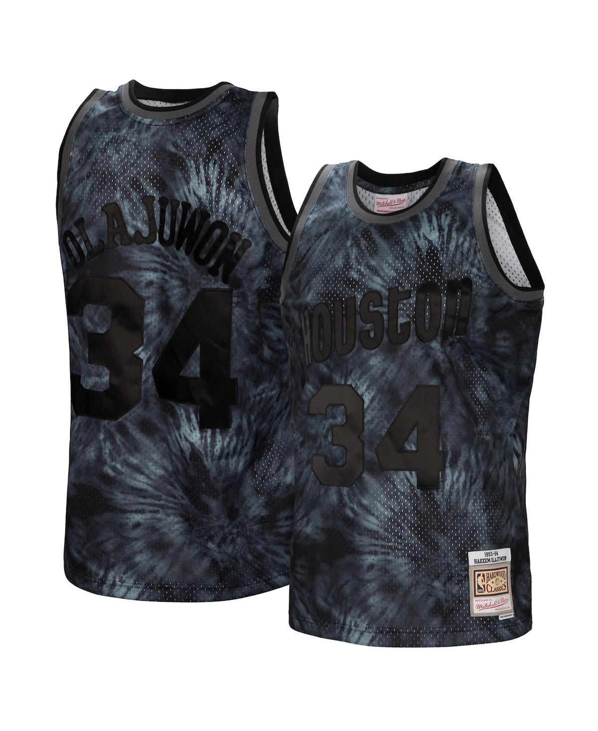 Men's Hakeem Olajuwon Black Houston Rockets Hardwood Classics 1993/94 Tie-Dye Swingman Jersey - Black