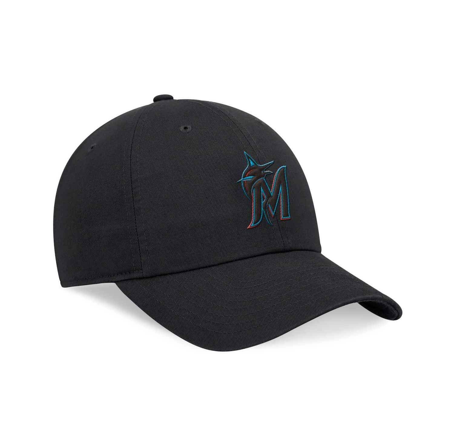 Men's Black Miami Marlins Club Adjustable Hat