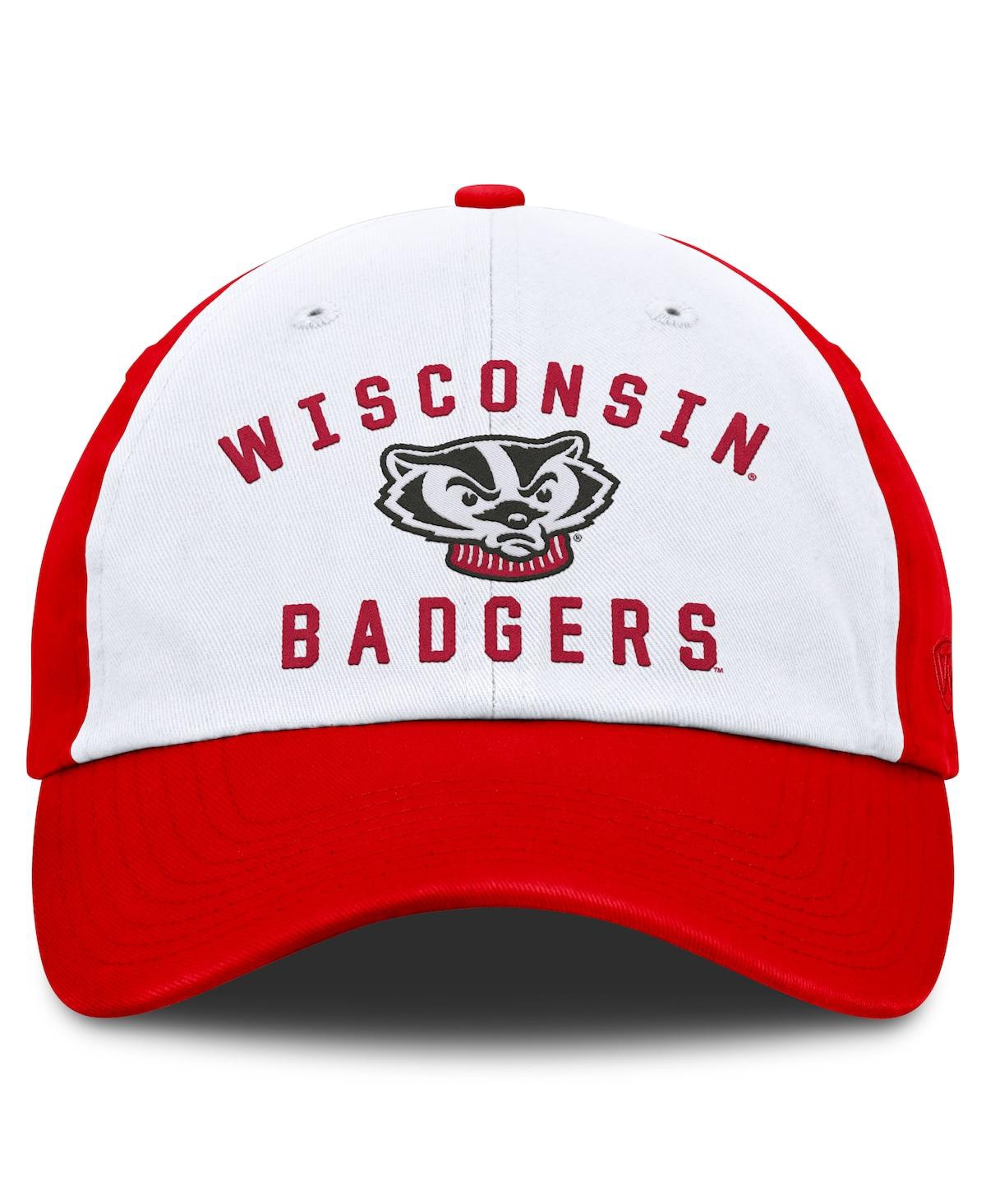 Top Of The World Men's White/red Wisconsin Badgers Weston Adjustable Hat
