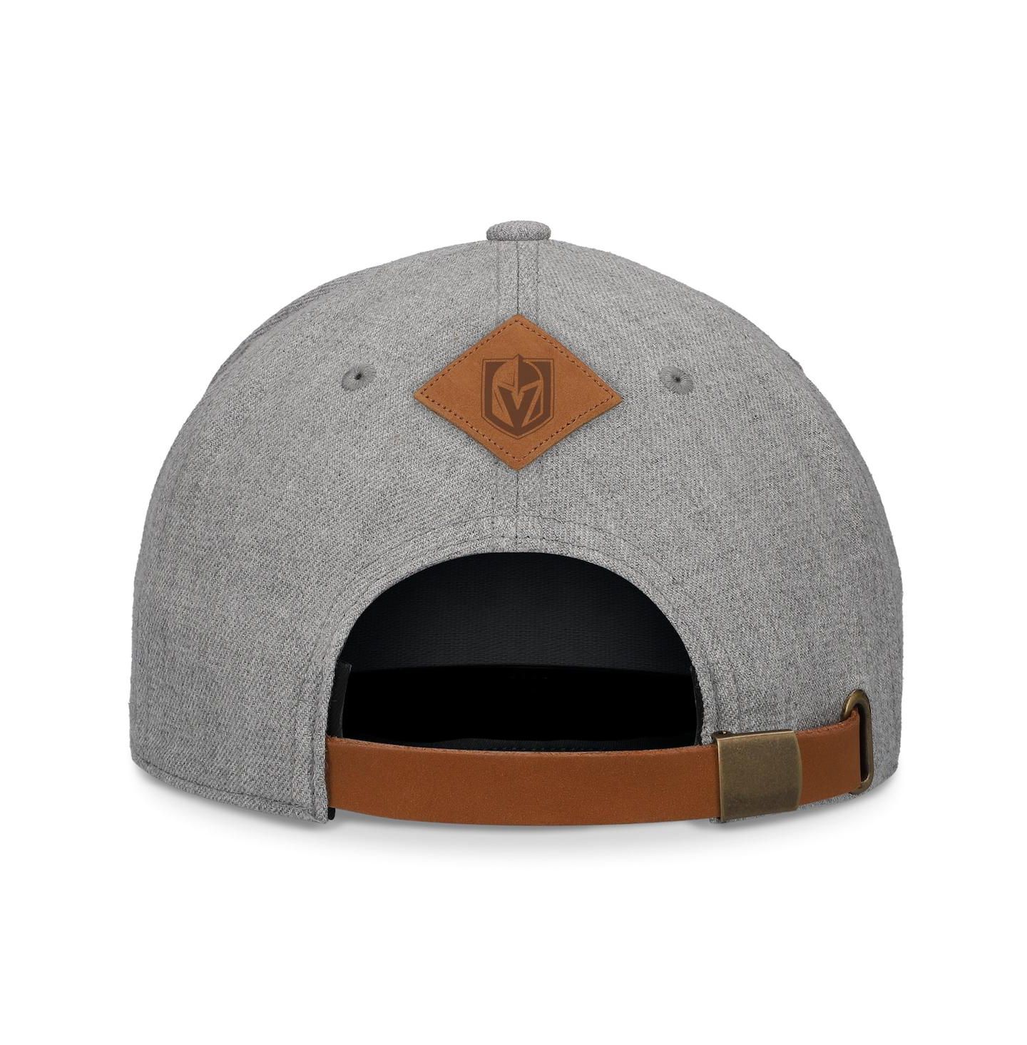 Мужской головной убор Fanatics Heather Gray Vegas Golden Knights Elements A-Frame Leather Strap Back Hat — фото 4