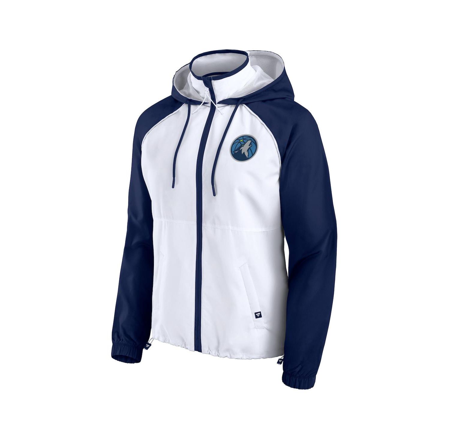 Women's White/Navy Minnesota Timberwolves Anorak Raglan Full-Zip Hoodie Jacket