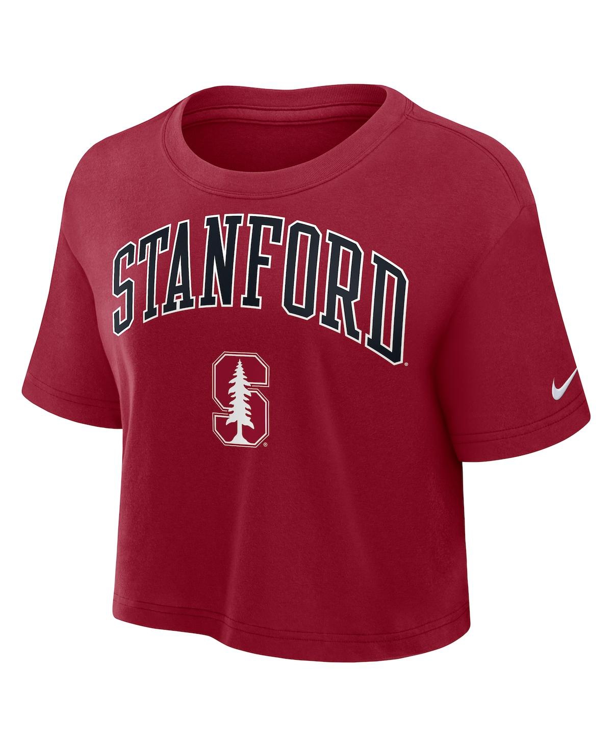 Nike Women's Cardinal Stanford Cardinal Athletic Prep Arch Performance Cropped T-shirt