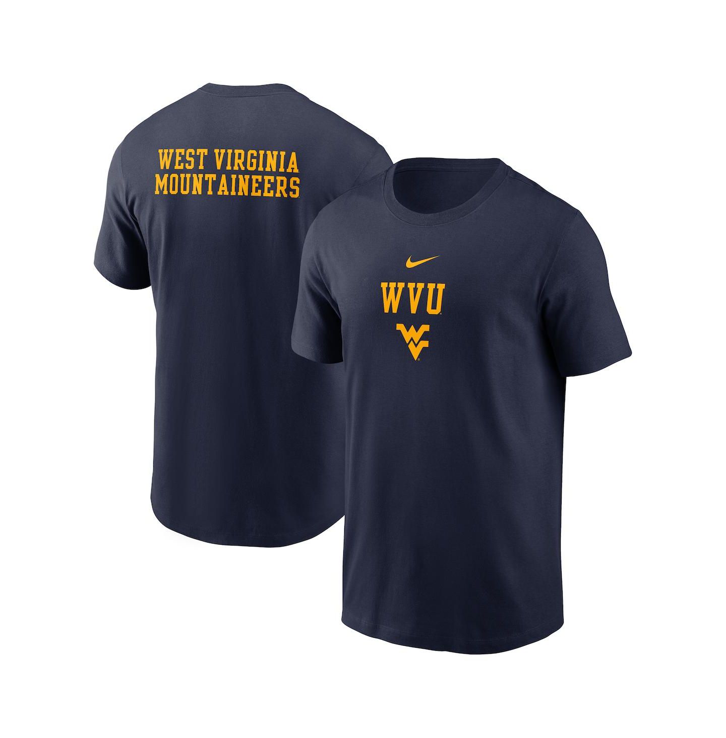 Мужская футболка Nike Navy West Virginia Mountaineers 2-Hit Stacked — фото 1