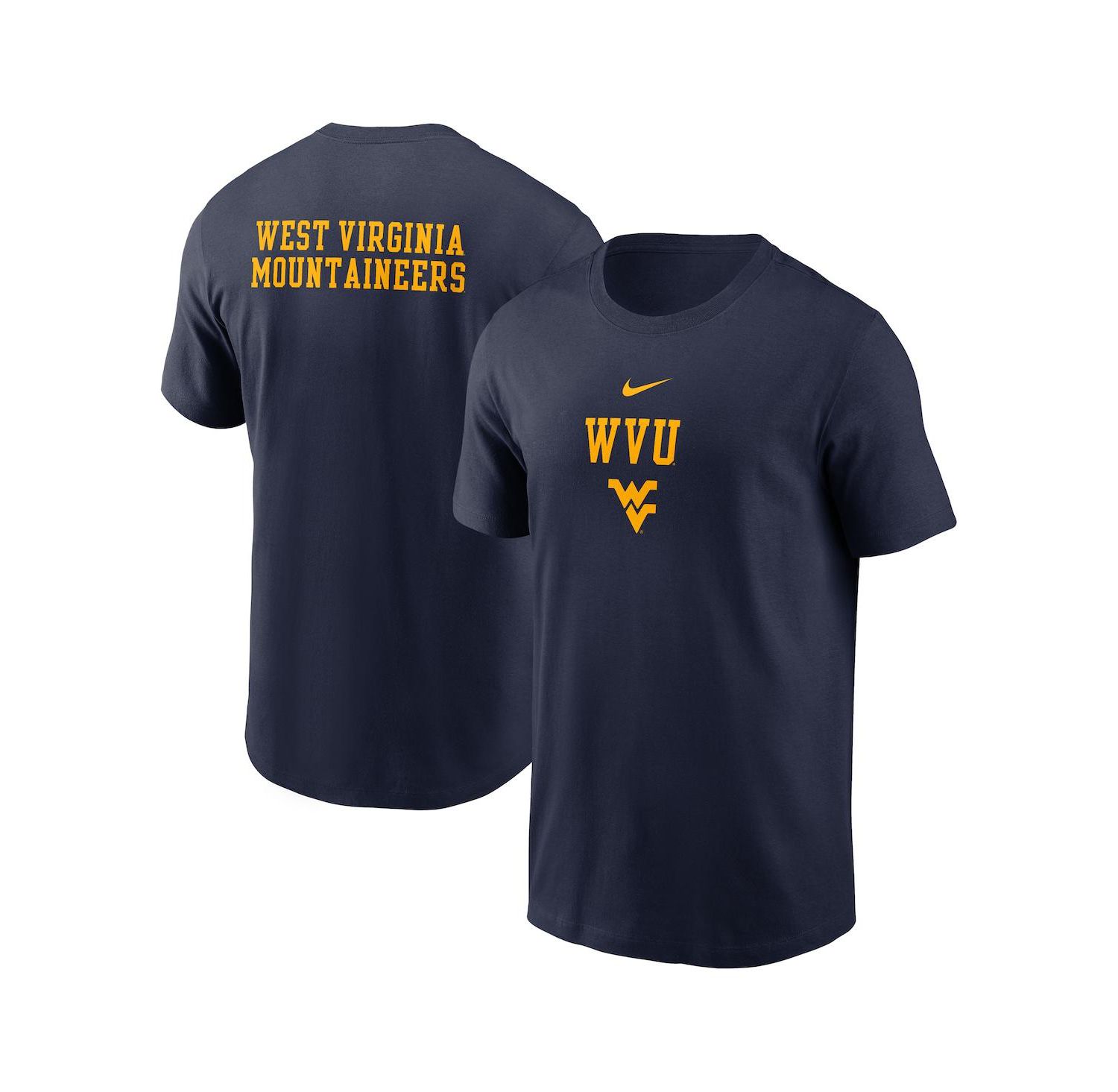 Men's Navy West Virginia Mountaineers 2-Hit Stacked T-Shirt