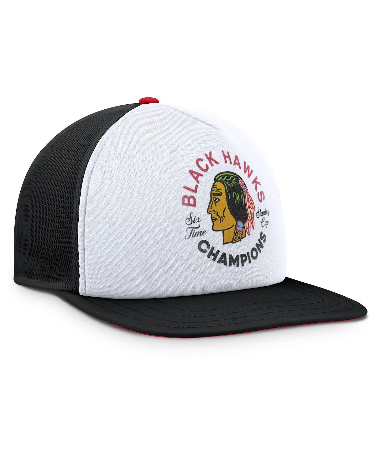 Fanatics Men's White/black Chicago Blackhawks Decades Collection Foam Front Snapback Hat