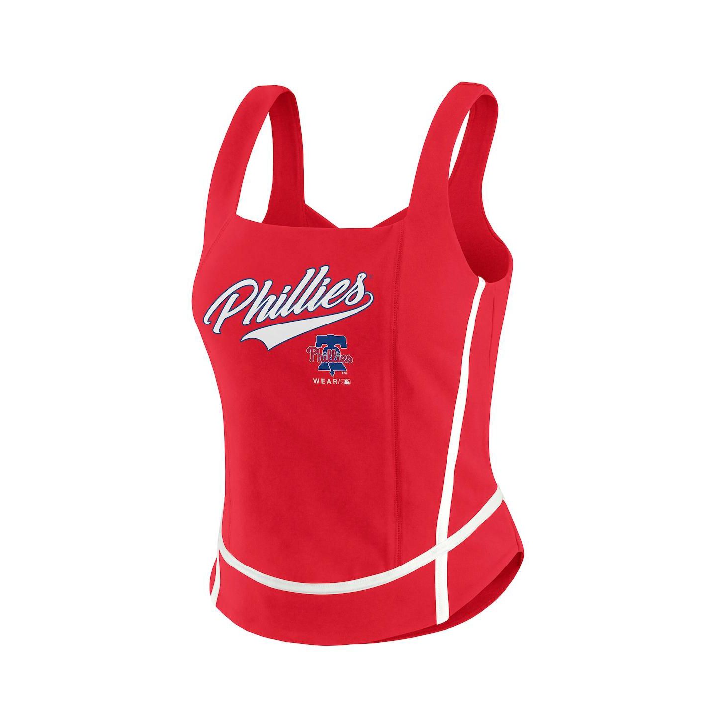 Женский топ WEAR by Erin Andrews Red Philadelphia Phillies Square Neck — фото 2