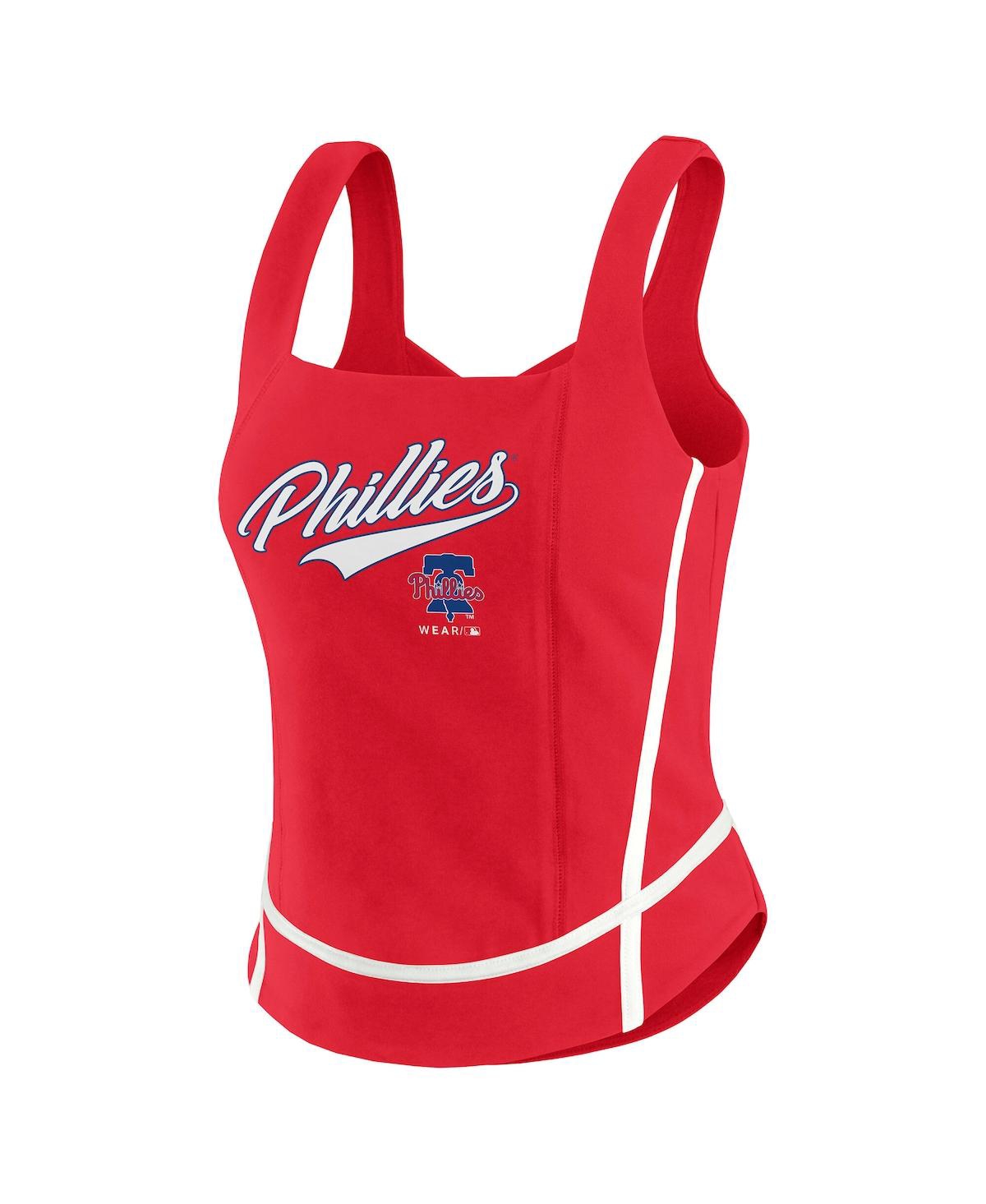 WEAR BY ERIN ANDREWS WOMEN'S RED PHILADELPHIA PHILLIES SQUARE NECK TANK TOP 