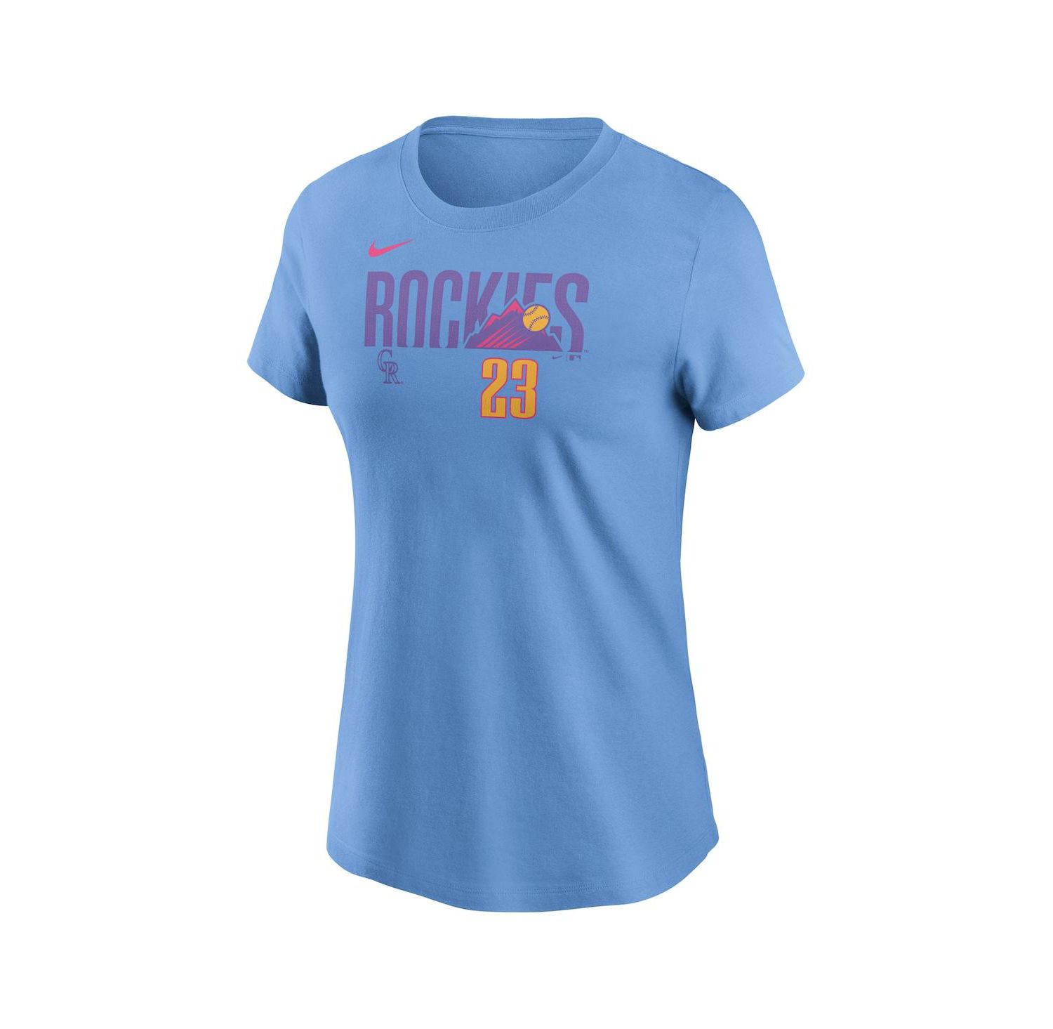 Women's Kris Bryant Light Blue Colorado Rockies 2025 City Connect Fuse Name & Number T-Shirt