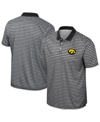 Colosseum - Men's Black Iowa Hawkeyes Striped Polo Shirt
