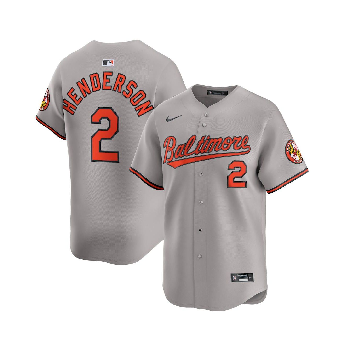Мужской топ Nike Gunnar Henderson Gray Baltimore Orioles Road Limited Player Jersey — фото 1