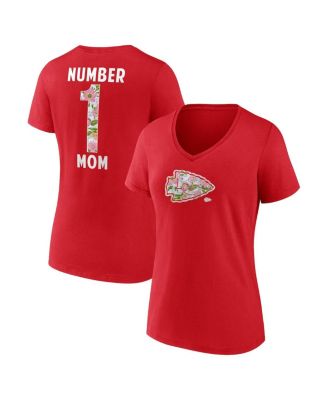 Logo Athletic - Women's Red Kansas City Chiefs Number 1 Mom Floral V-Neck T-Shirt