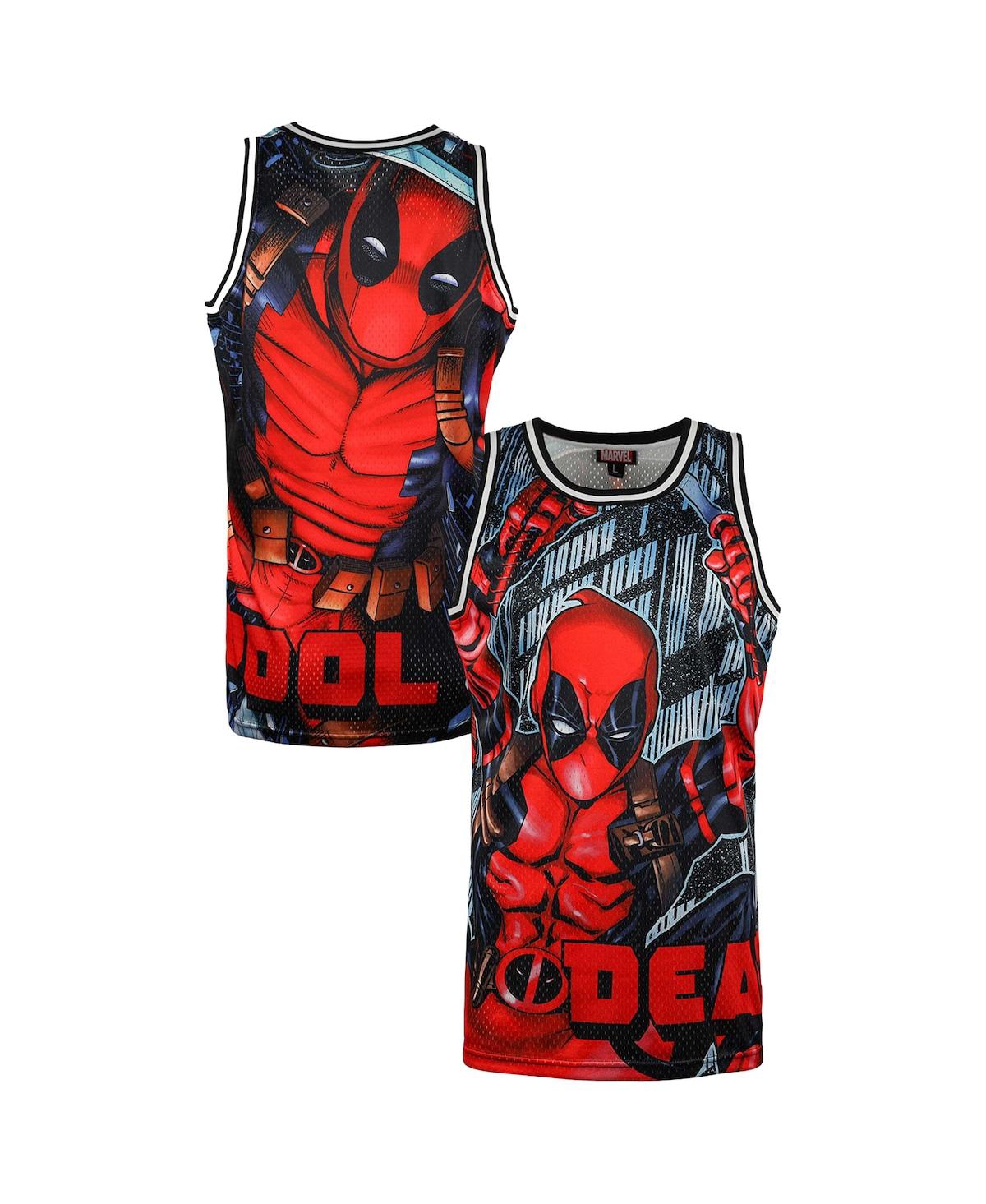 Men's Black Deadpool Comic Big Print Mesh Jersey - Black