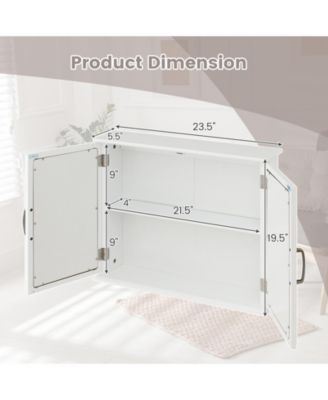 2-Tier Bathroom Wall-Mounted Mirror Storage Cabinet with Handles