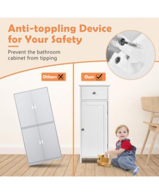 Wooden Storage Free-Standing Floor Cabinet with Drawer and Shelf