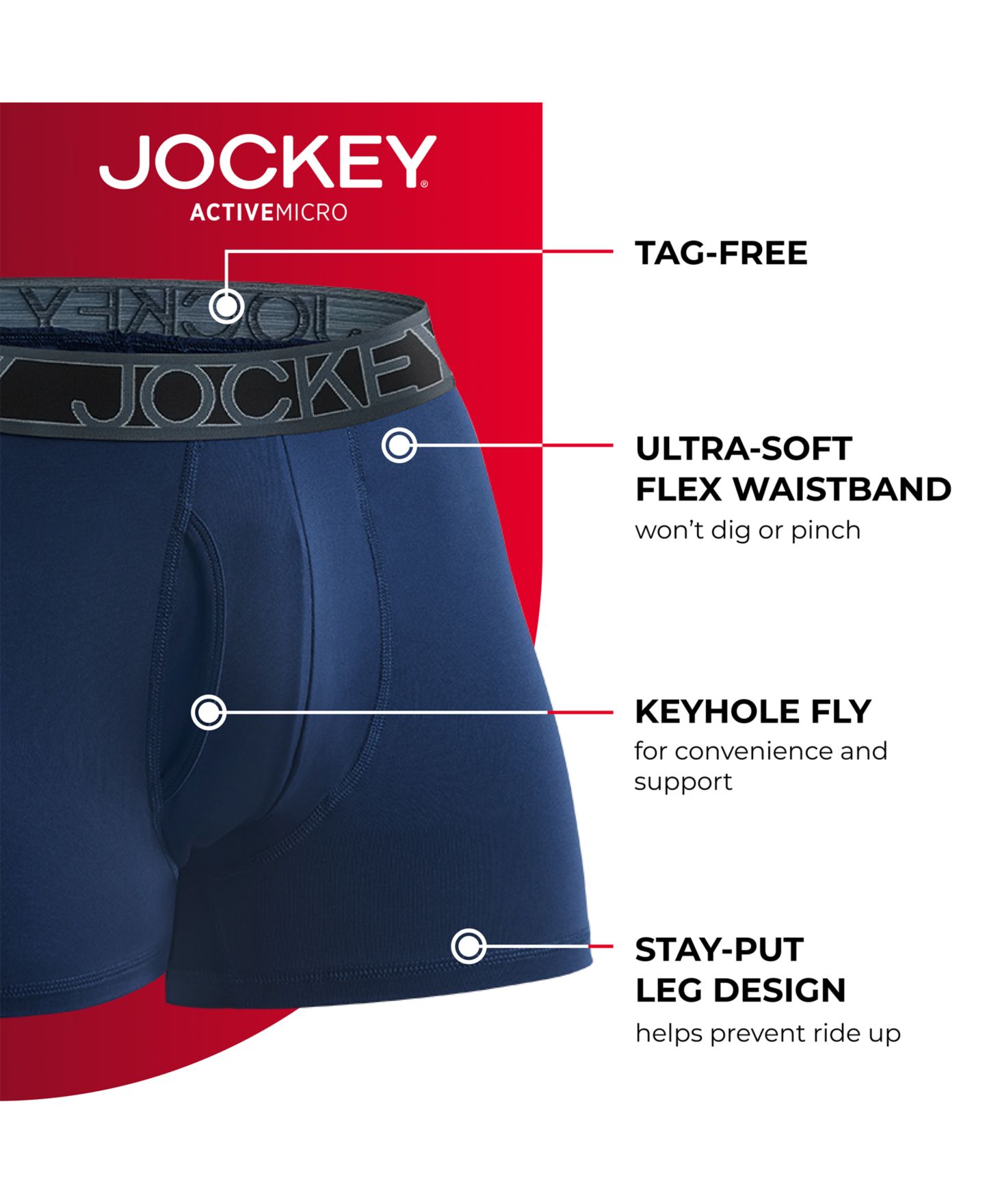 Бельё Active для мужчин, микрофибра, 3 шт. — Jockey, цвет: Чёрный — фото 5