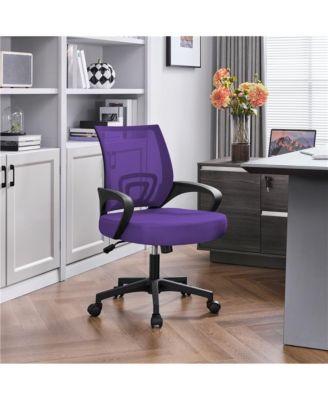 Height Adjustable Mesh Office Chair with Mid-Back, Purple