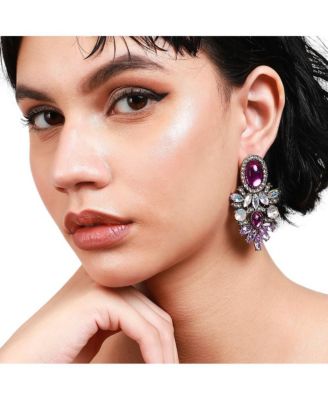 Shimmering Rhinestone Statement Dangling Drop Earrings