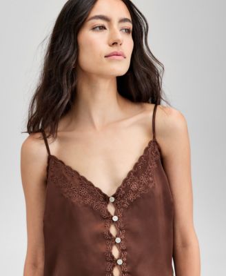 Women's Embroidered Scallop-Trim Camisole Top