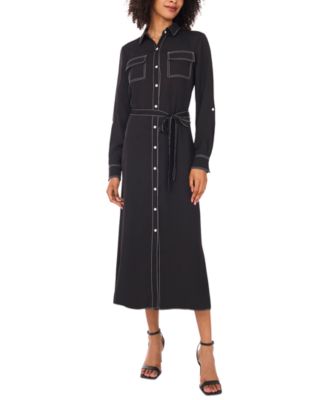 Vince Camuto - Women's Contrast-Stitching Shirtdress