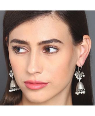 Oxidised Crescent Drop Earrings