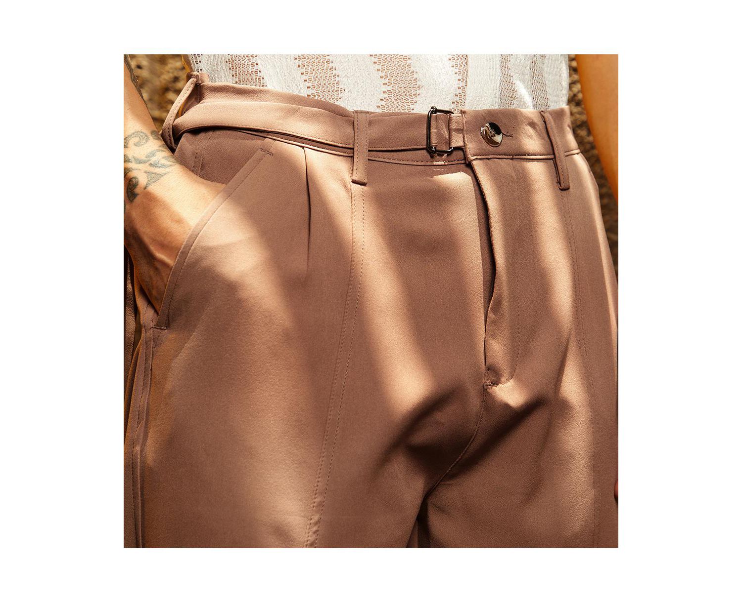 Men's Tan Brown Panelled Gurkha Trousers