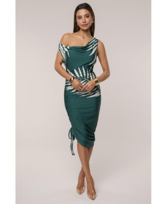 Women's Palm Print Ruched Dress
