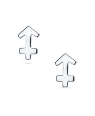 Tiny Simple Sagittarius Astrology Horoscope Zodiac Stud Earrings .925 Sterling