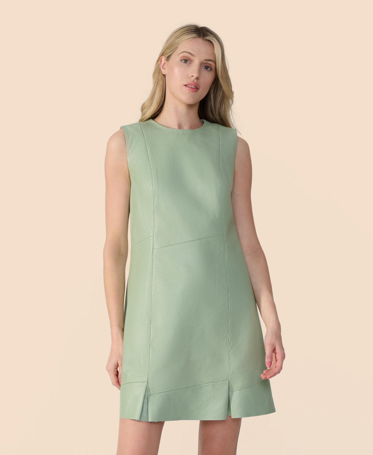 Women's Leather Dress, Created for Macy's - Pastel green