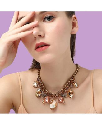 -Plated Crystal Statement Necklace