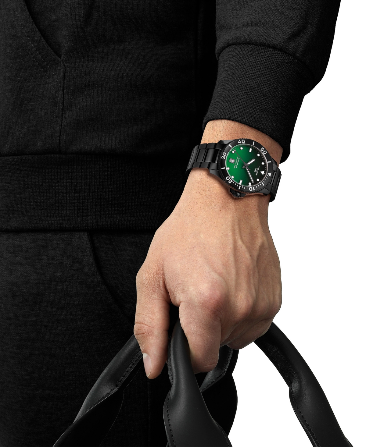 Tissot Men's Swiss Seastar 1000 Black Pvd Stainless Steel Bracelet Watch 40mm