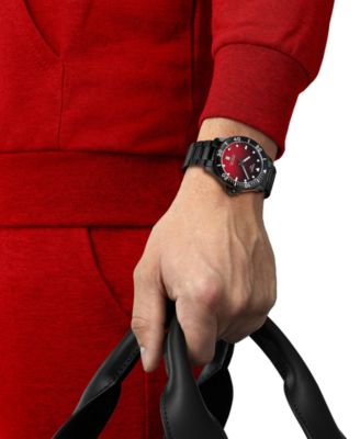 Men's Swiss Seastar 1000 Black PVD Stainless Steel Bracelet Watch 40mm