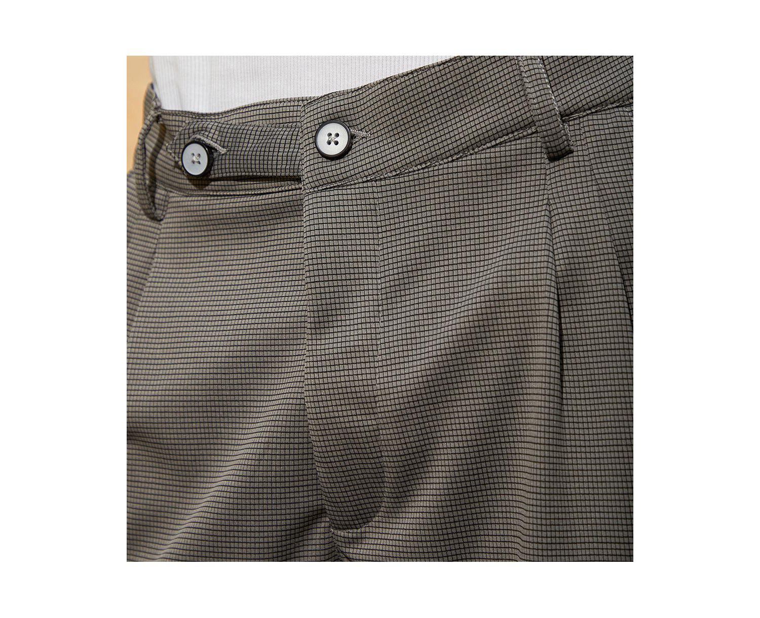 Men's Ash Grey Micro-Check Chino Trousers