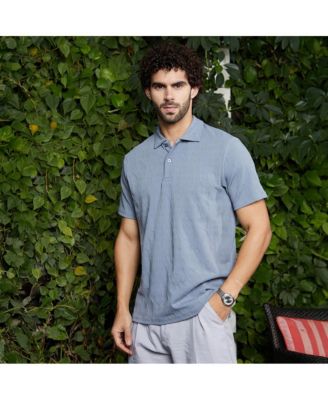 Men's Powder Blue Veined-Tactile Polo T-Shirt