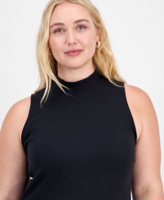 Trendy Plus Solid Mock-Neck Sleeveless Midi Dress, Macy's Exclusive