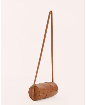 Women's Woven Leather Barrel Bag, Created for Macy's